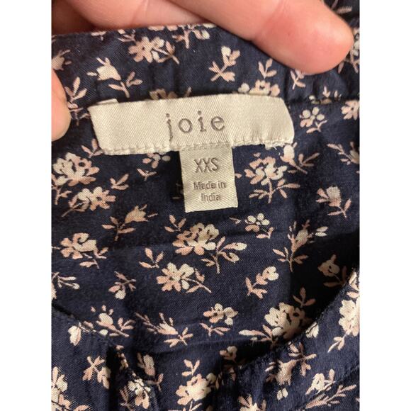 Joie Floral Button Front Mini Dress Cottagecore Boho Navy XXS - Picture 4 of 5